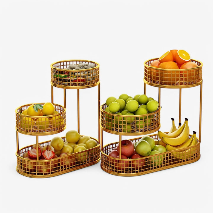 Circular Iron Fruit Basket Organizer