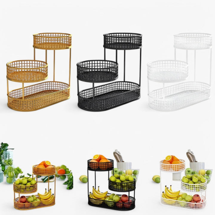 Circular Iron Fruit Basket Organizer