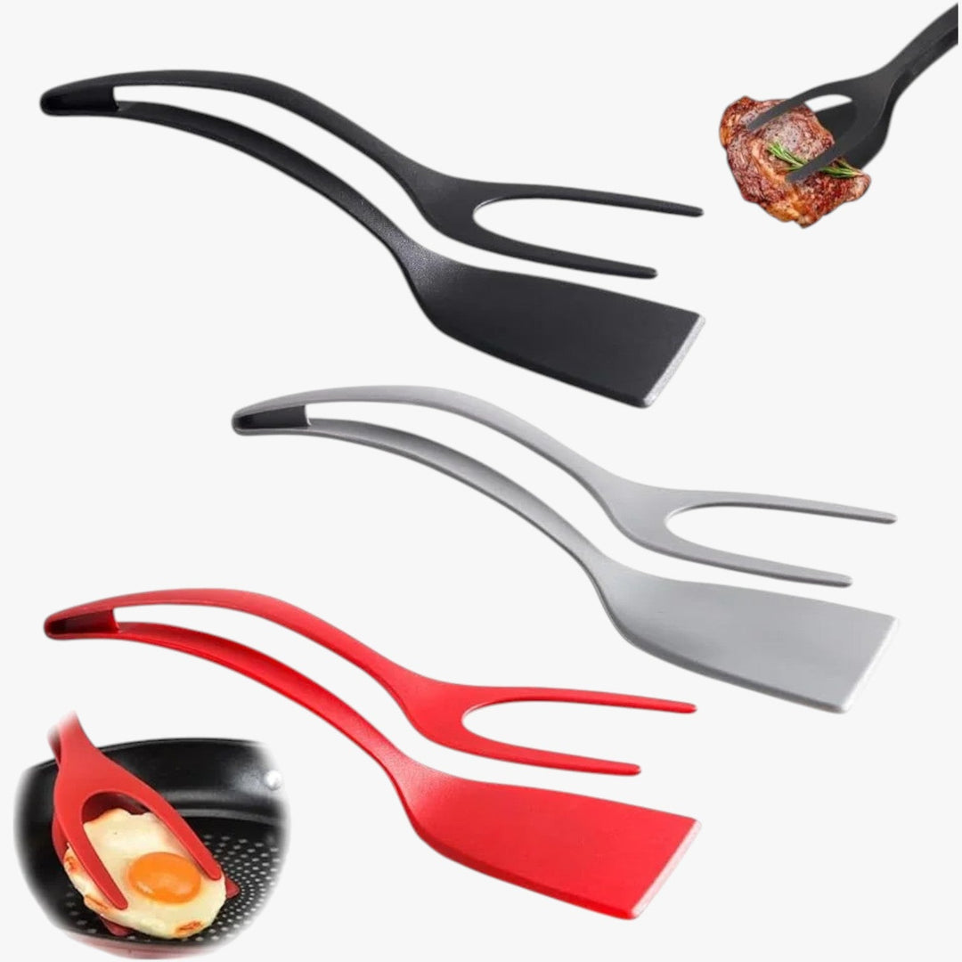 2-in-1 Silicone Spatula Tongs Cooking Tool