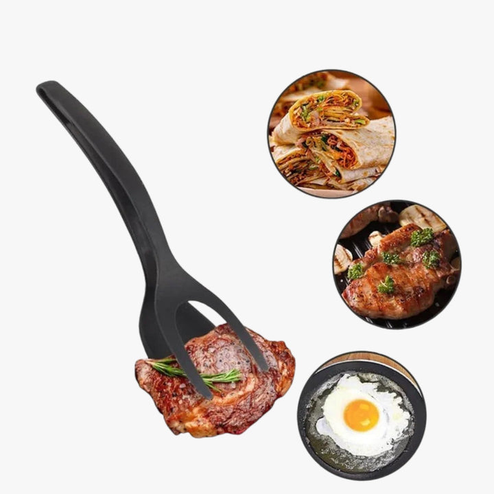 2-in-1 Silicone Spatula Tongs Cooking Tool