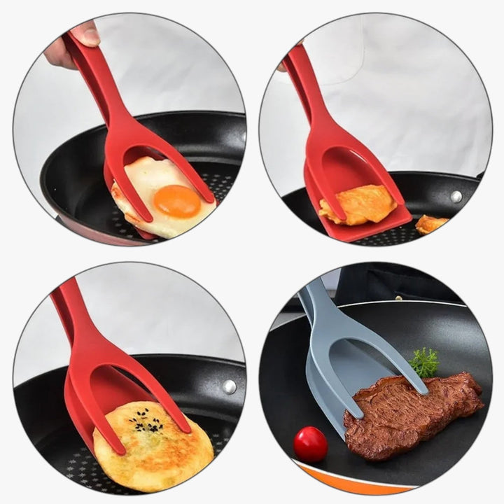 2-in-1 Silicone Spatula Tongs Cooking Tool