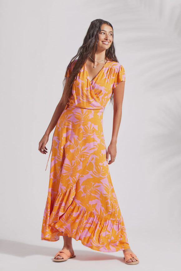 Tribal Printed Wrap Maxi Dress