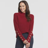 Tribal Dolman Sweater with Button Sleeves